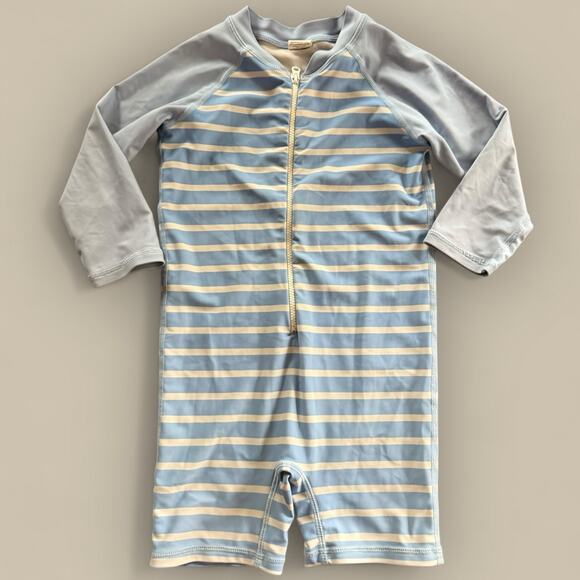Baby Boys Rugged Butts Long Sleeve Rash Guard Swim One Piece 2T Toddler Striped - Picture 1 of 4